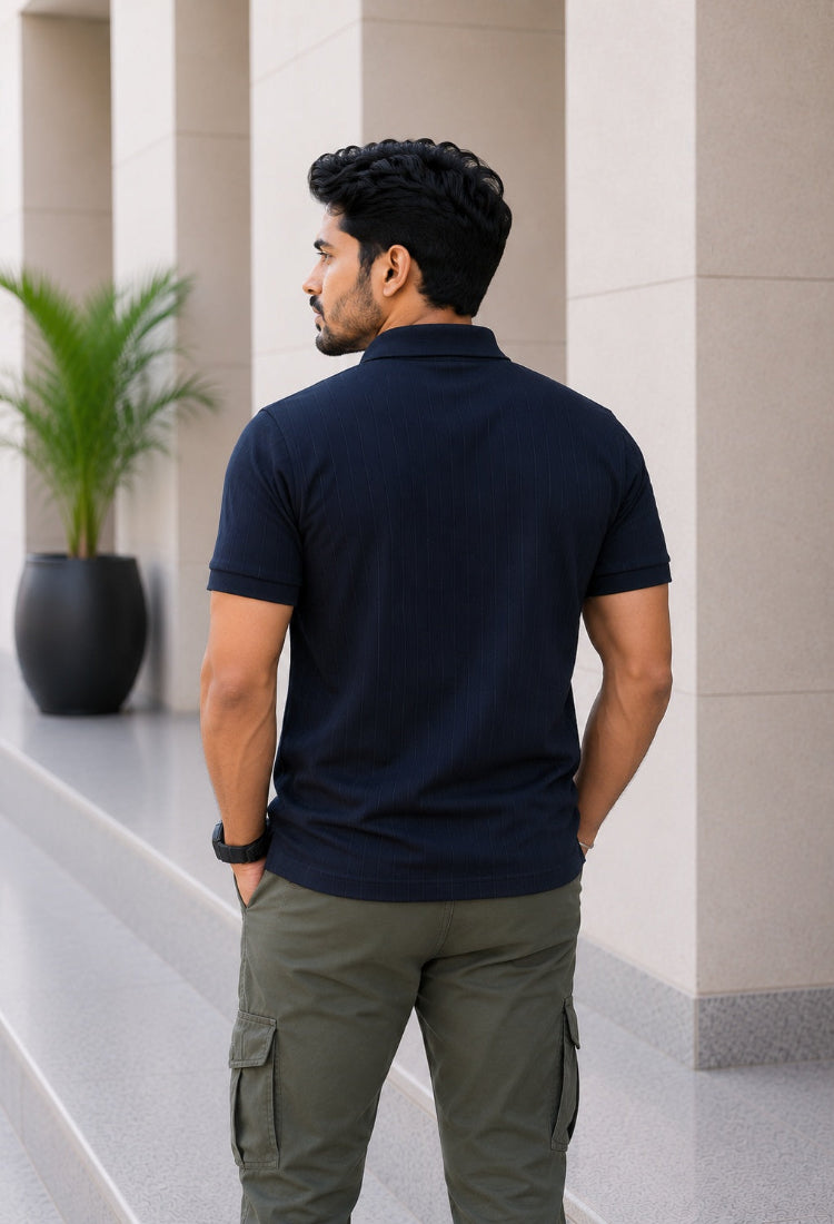 Premium Navy Blue Half Sleeve Polo T-Shirt