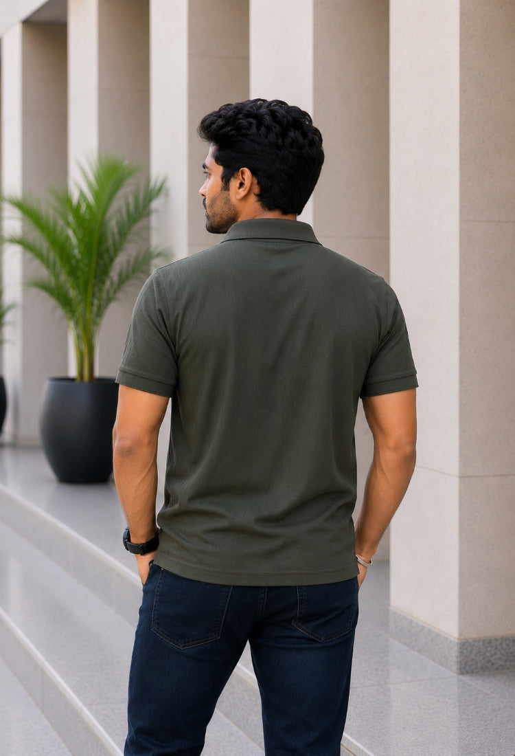 Premium Olive Half Sleeve Polo T-Shirt