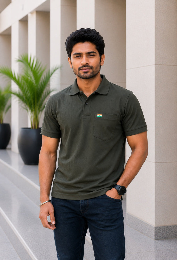 Premium Olive Half Sleeve Polo T-Shirt