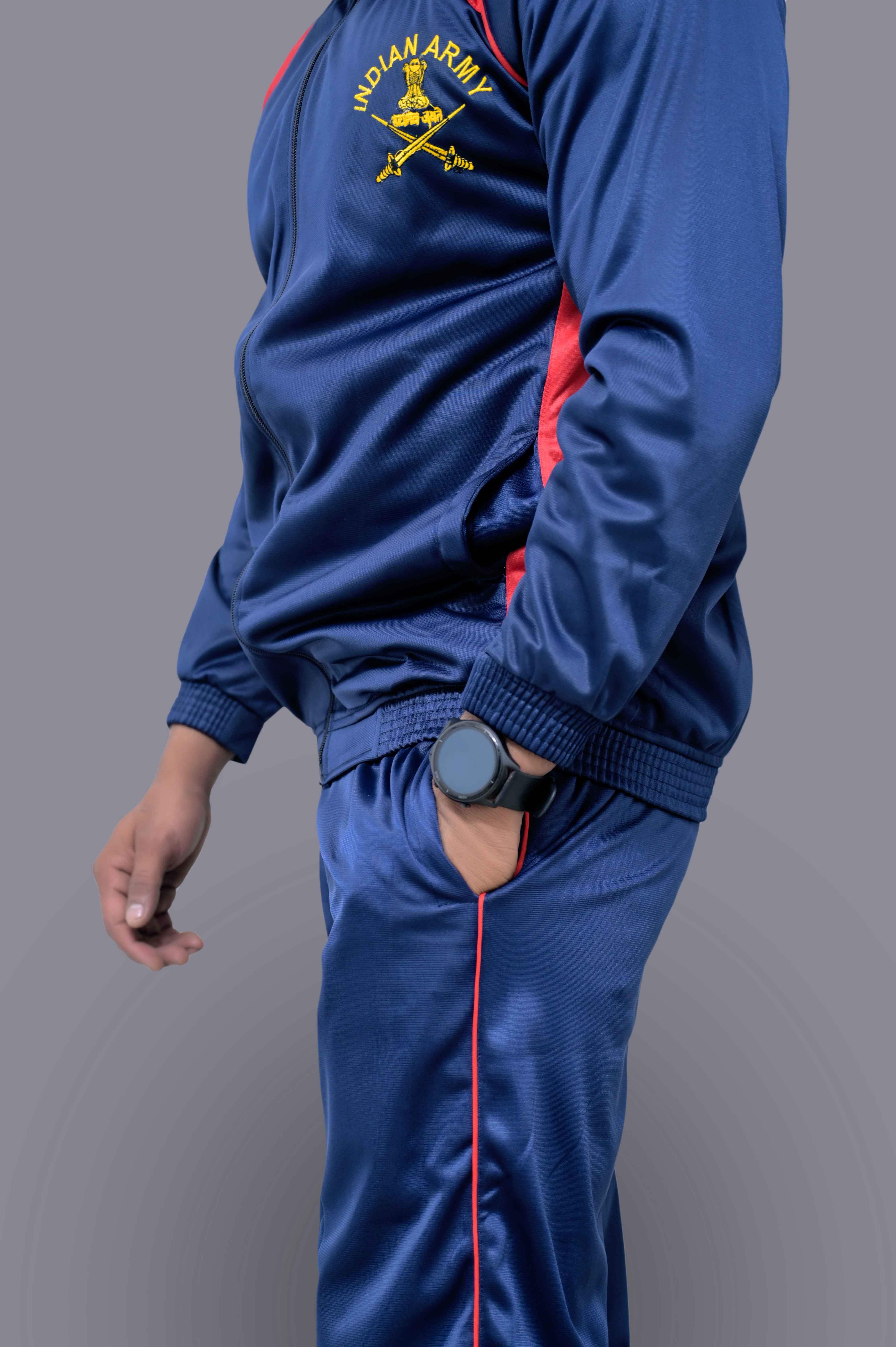 Indian Army Blue Red Track Suite