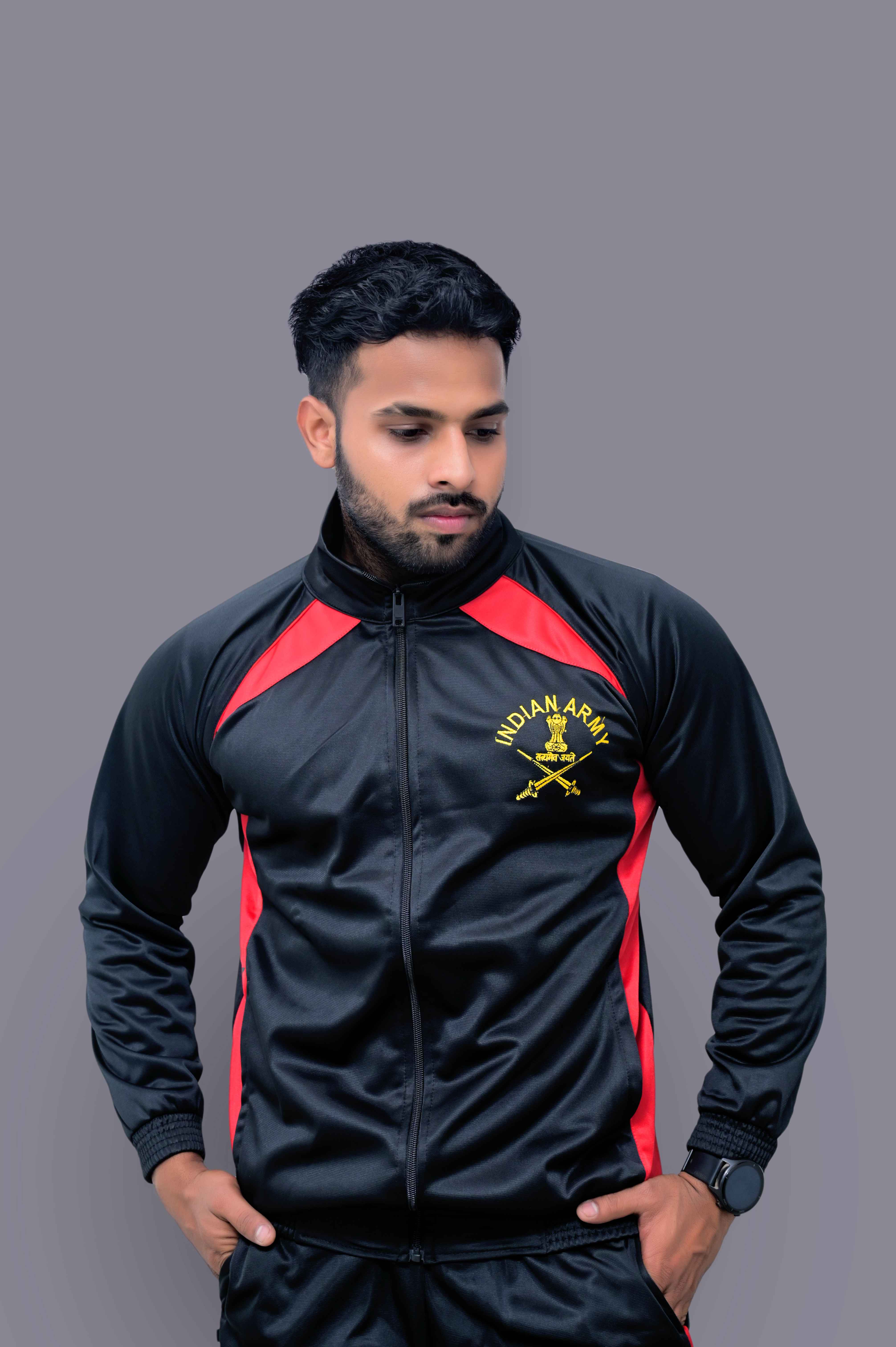 Indian Army Black Red Track Suite