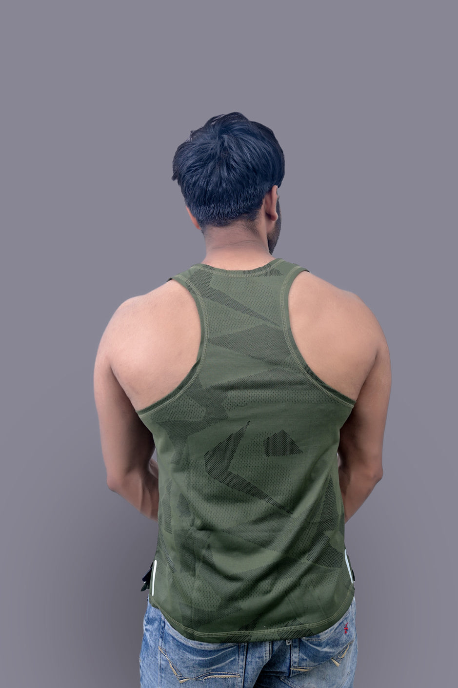 Olive Laser Gym Fitness and Sports Sando Vest