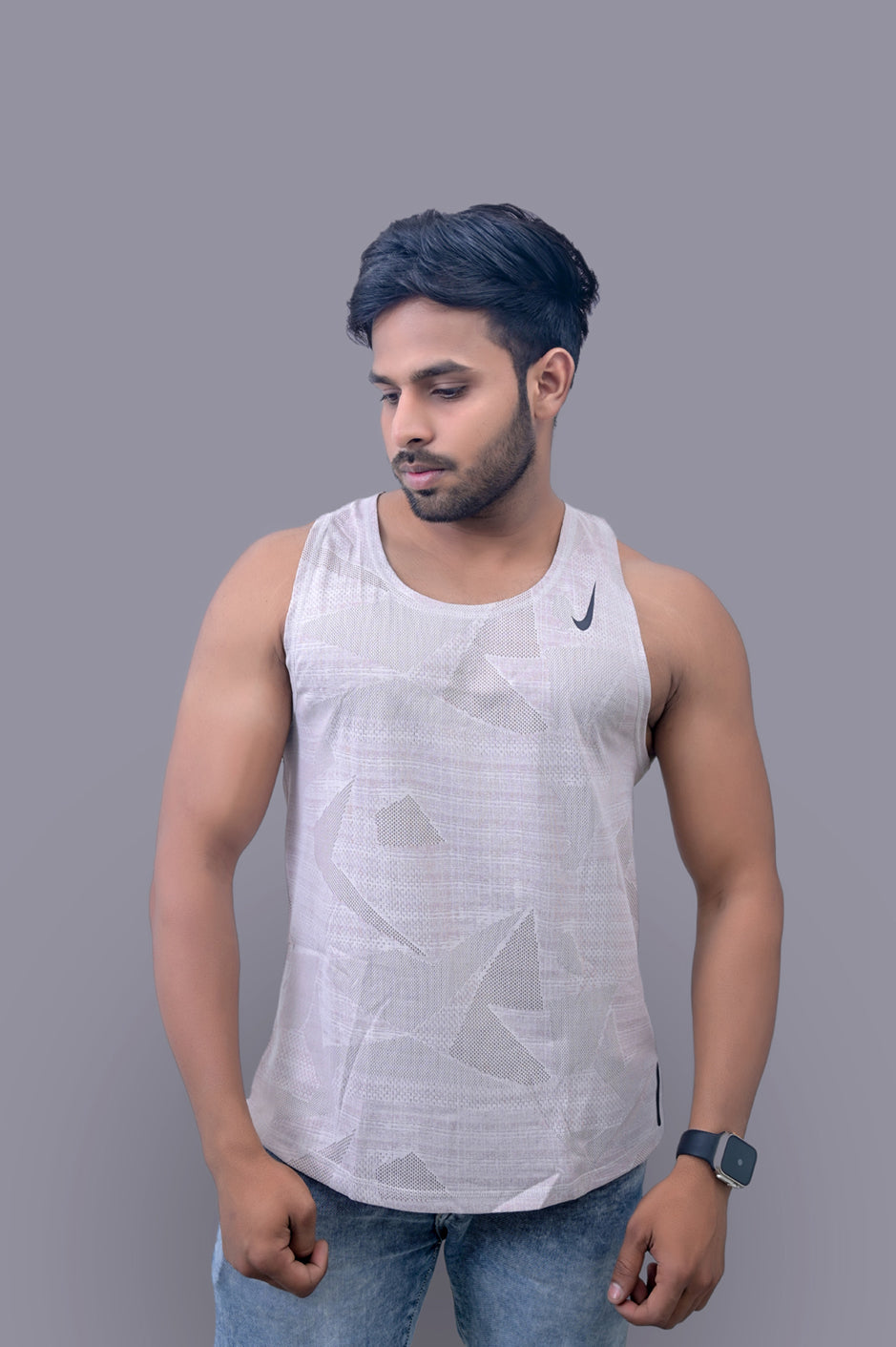 OFF White Laser Gym Fitness and Sports Sando Vest