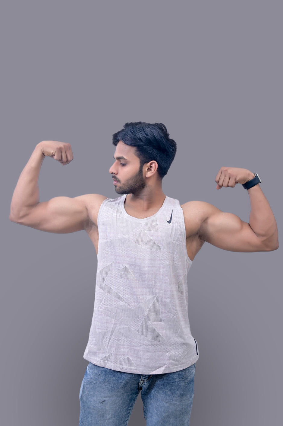 OFF White Laser Gym Fitness and Sports Sando Vest