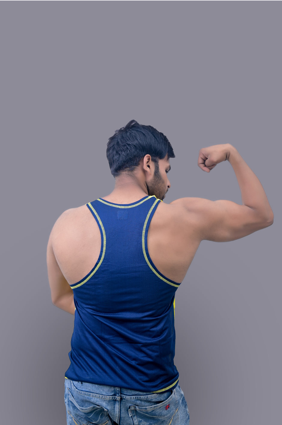 Yellow Blue Gym Fitness and Sports Vest