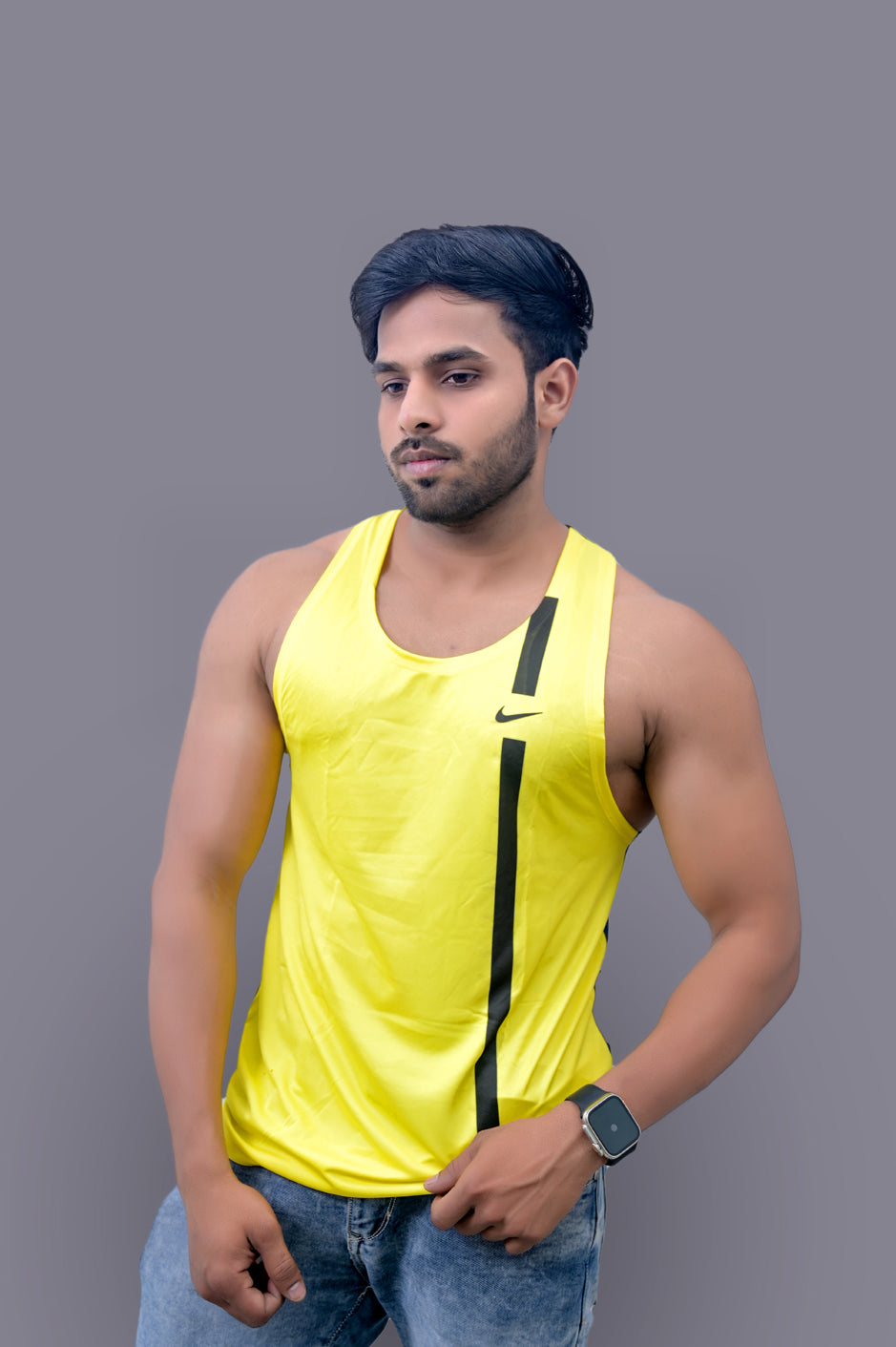 Yellow Blue Gym Fitness and Sports Vest
