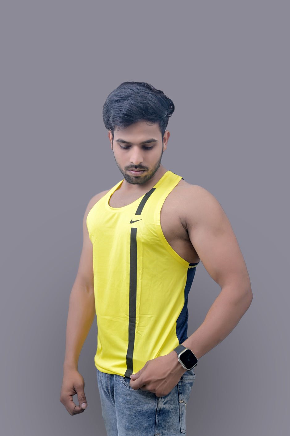 Yellow Blue Gym Fitness and Sports Vest