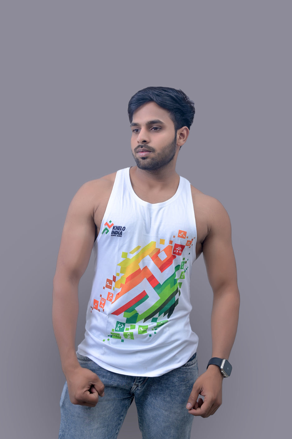 Khelo India White Sando Vest