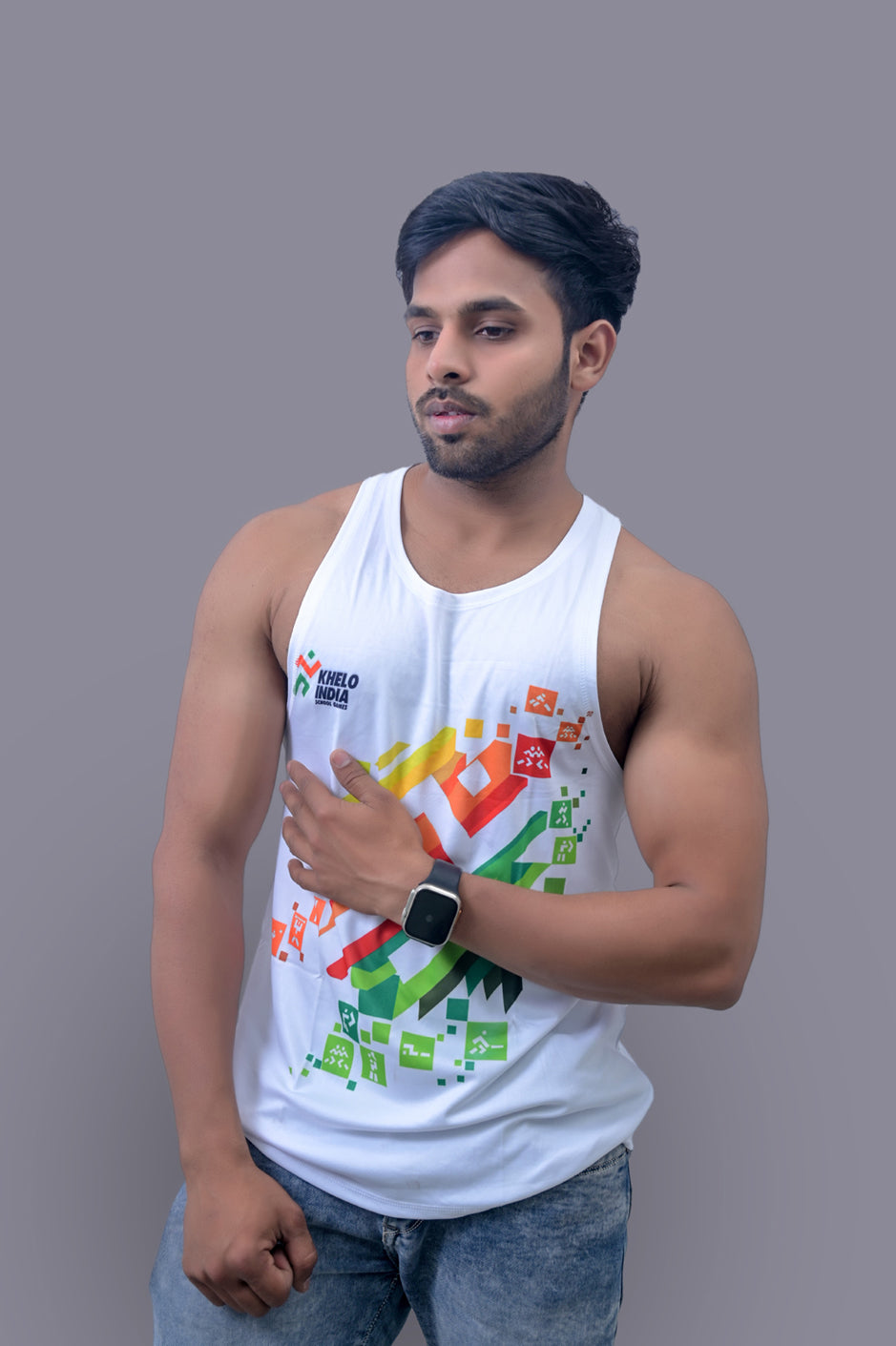 Khelo India White Sando Vest
