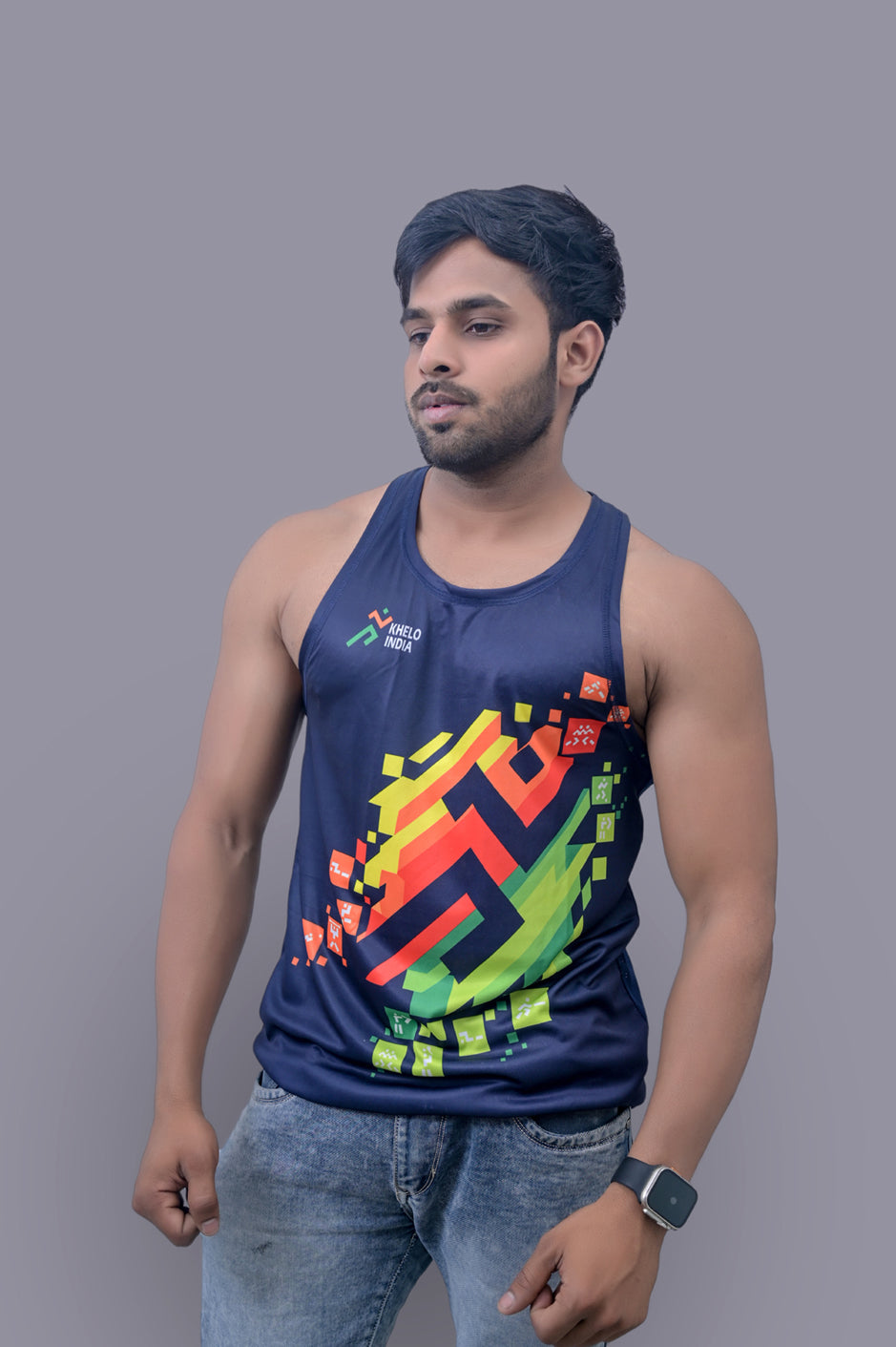 Khelo India Blue Sando Vest