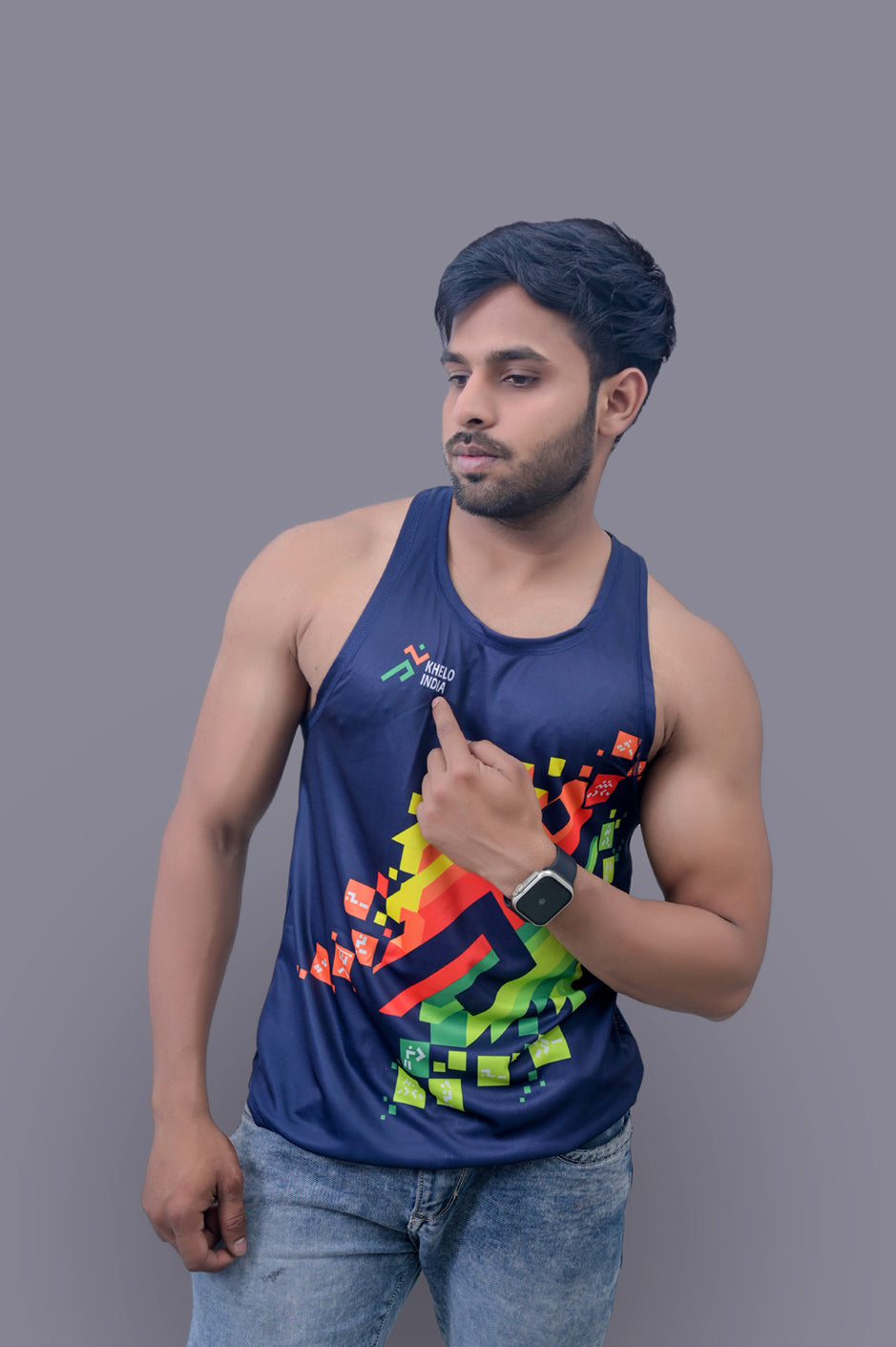 Khelo India Blue Sando Vest