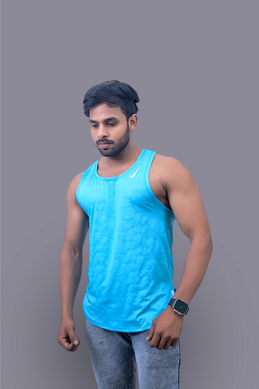 Sky Blue Laser Gym Fitness and Sports Sando Vest