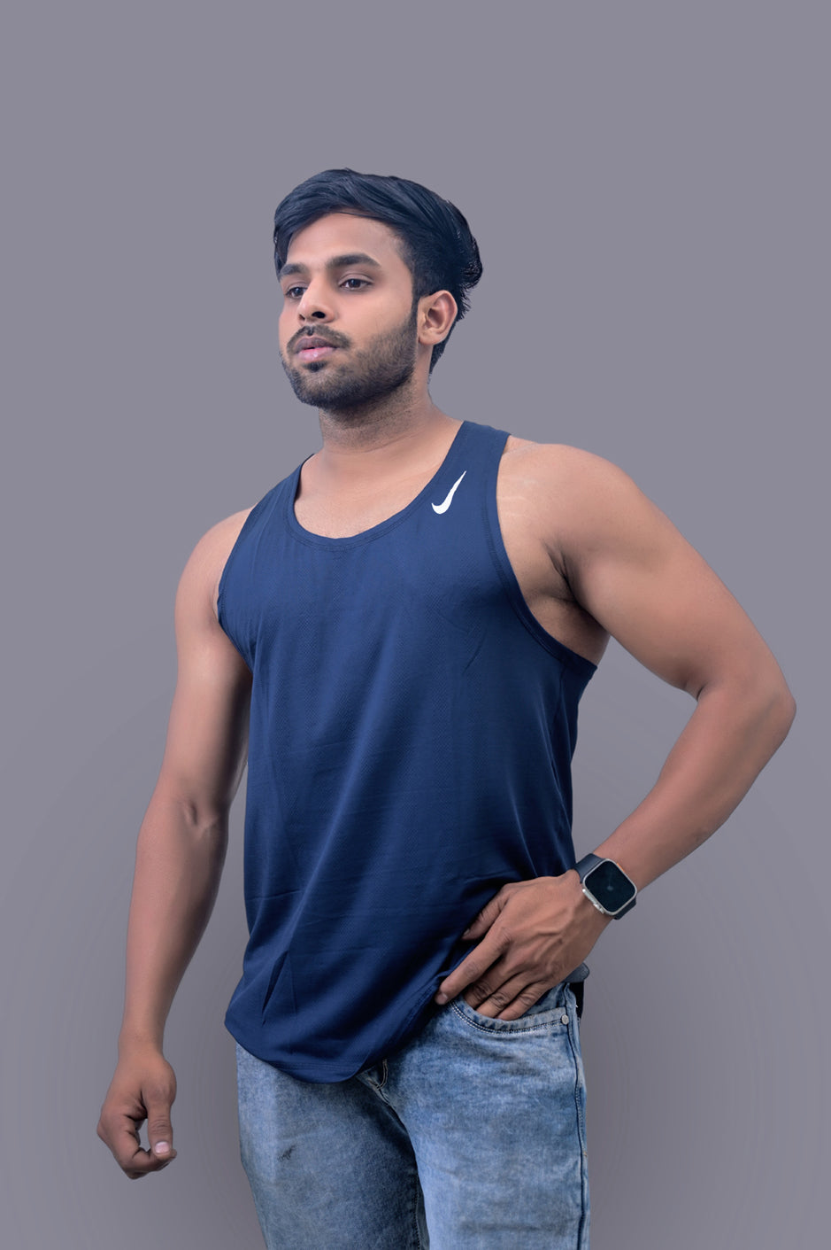 Blue Laser Gym Fitness and Sports Vest