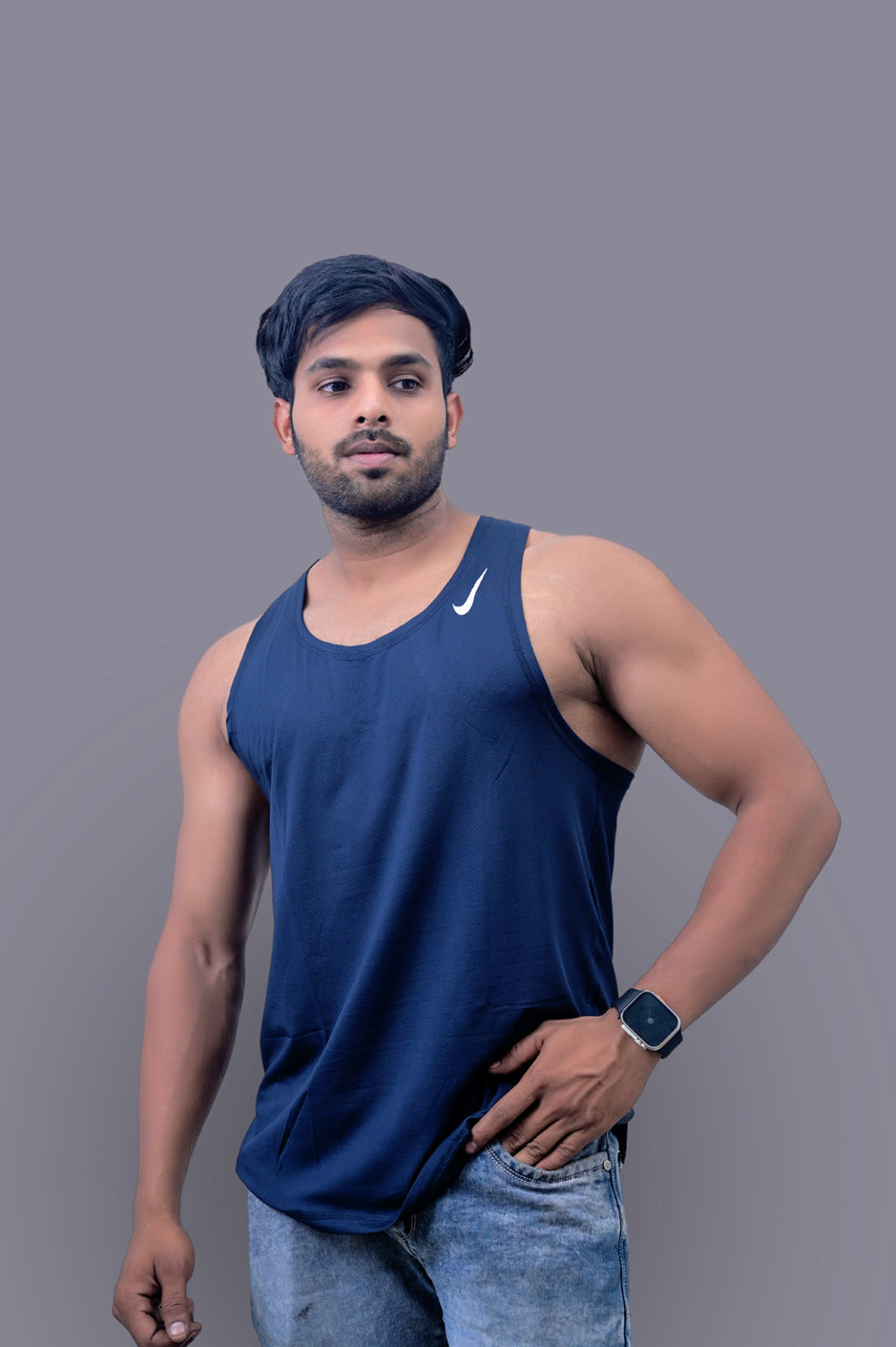 Blue Laser Gym Fitness and Sports Vest