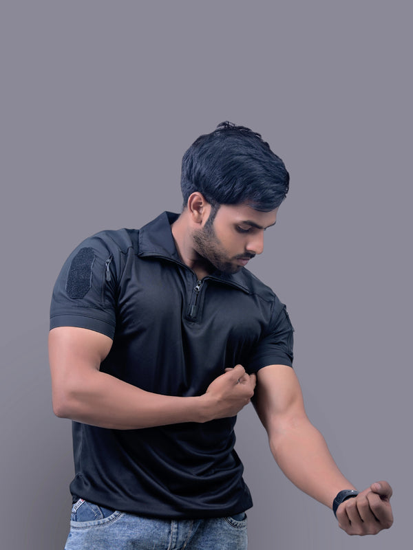 Half Sleeves Z Black Sports T-Shirts