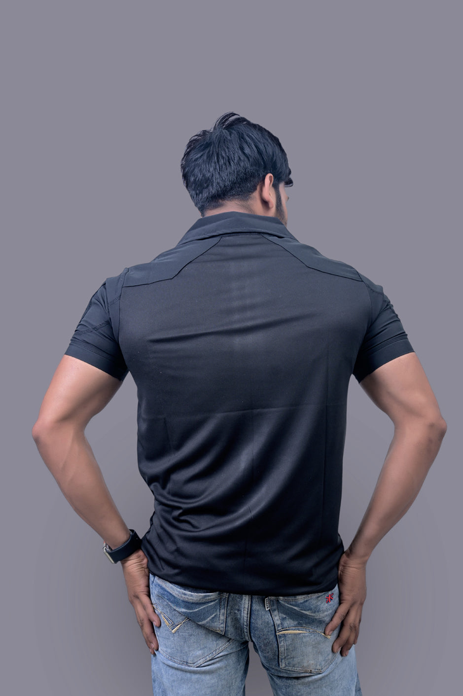 Half Sleeves Z Black Sports T-Shirts