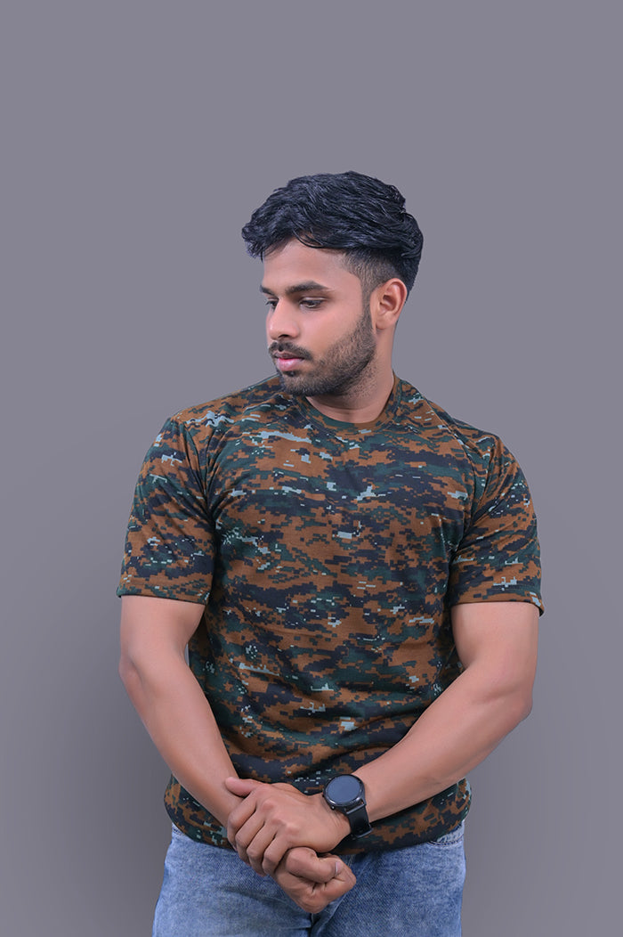 ARMY CAMOUFLAGE COBRA PRINT Half Sleeve T-Shirt