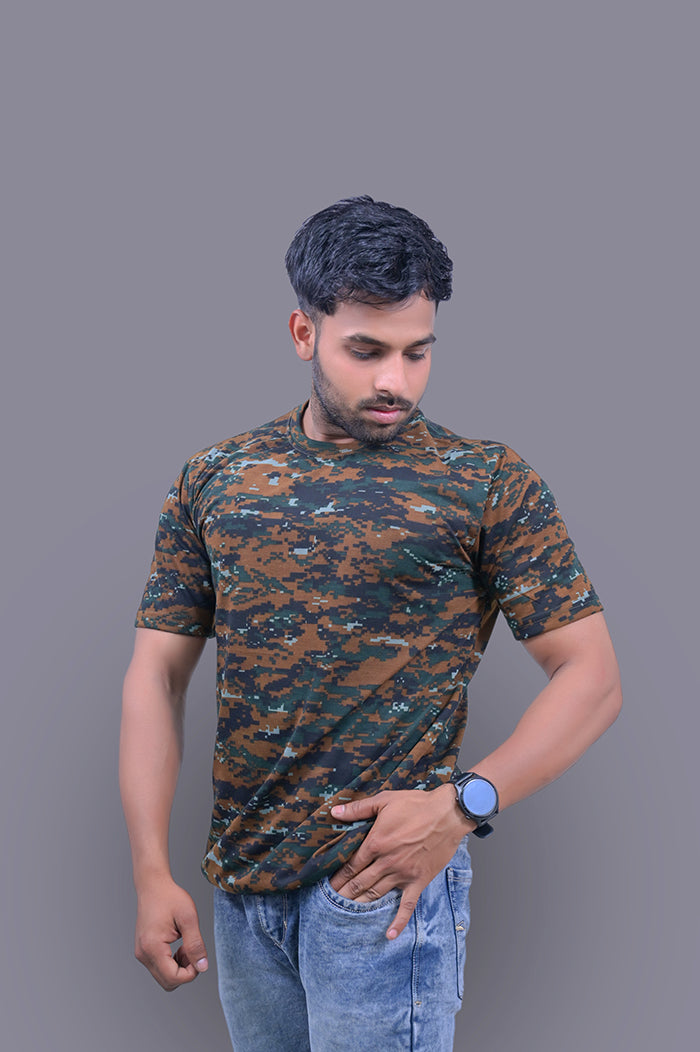 ARMY CAMOUFLAGE COBRA PRINT Half Sleeve T-Shirt