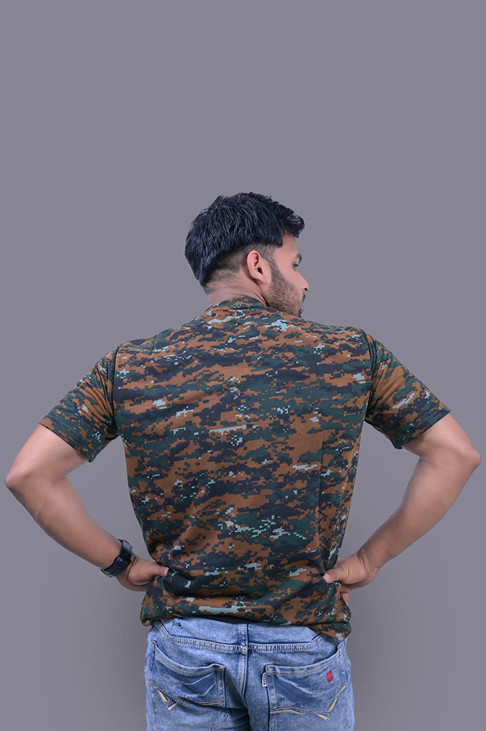 ARMY CAMOUFLAGE COBRA PRINT Half Sleeve T-Shirt