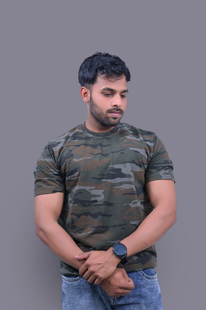 Military Camouflage Half Sleeve T-Shirt