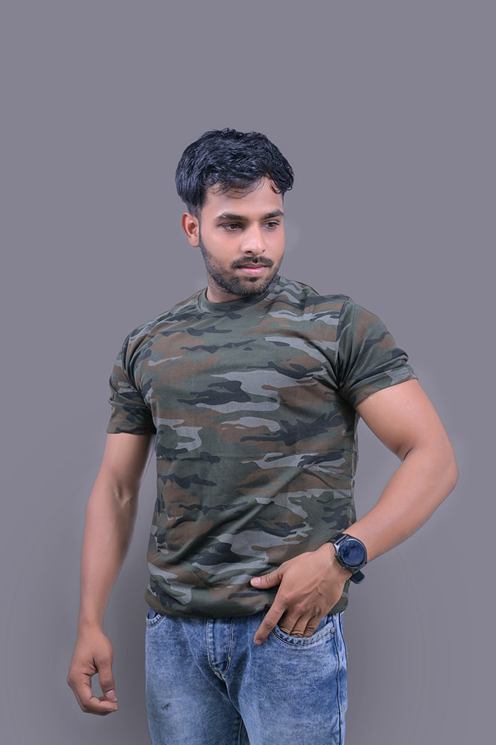 Military Camouflage Half Sleeve T-Shirt