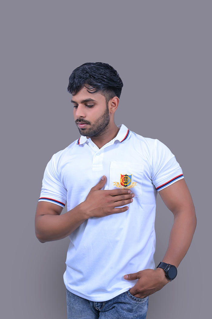 NCC Plain White Half Sleeve T-Shirt