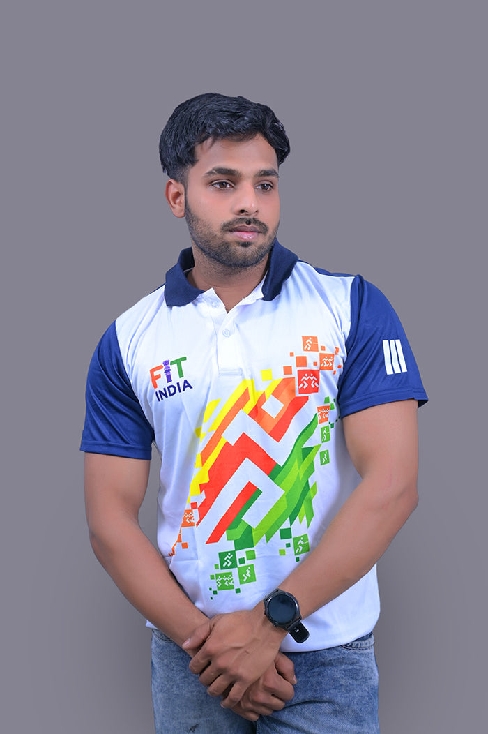 FIT INDIA Blue Half Sleeve T-Shirt