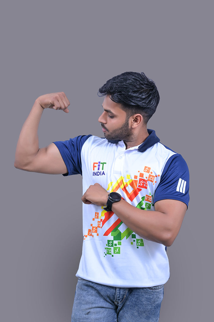 FIT INDIA Blue Half Sleeve T-Shirt