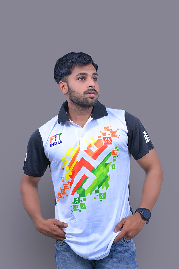 FIT INDIA Black Half Sleeve T-Shirt