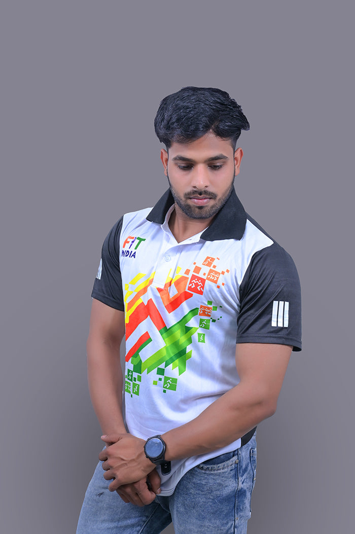 FIT INDIA Black Half Sleeve T-Shirt