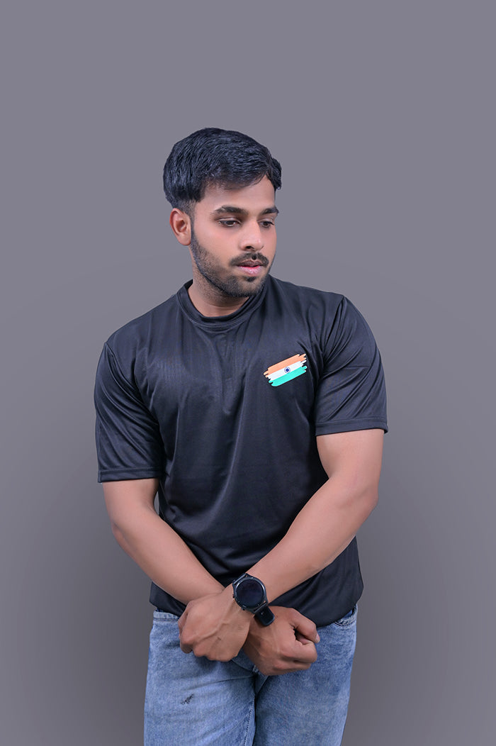 COMMANDO Half Sleeve Black Sports T-Shirt