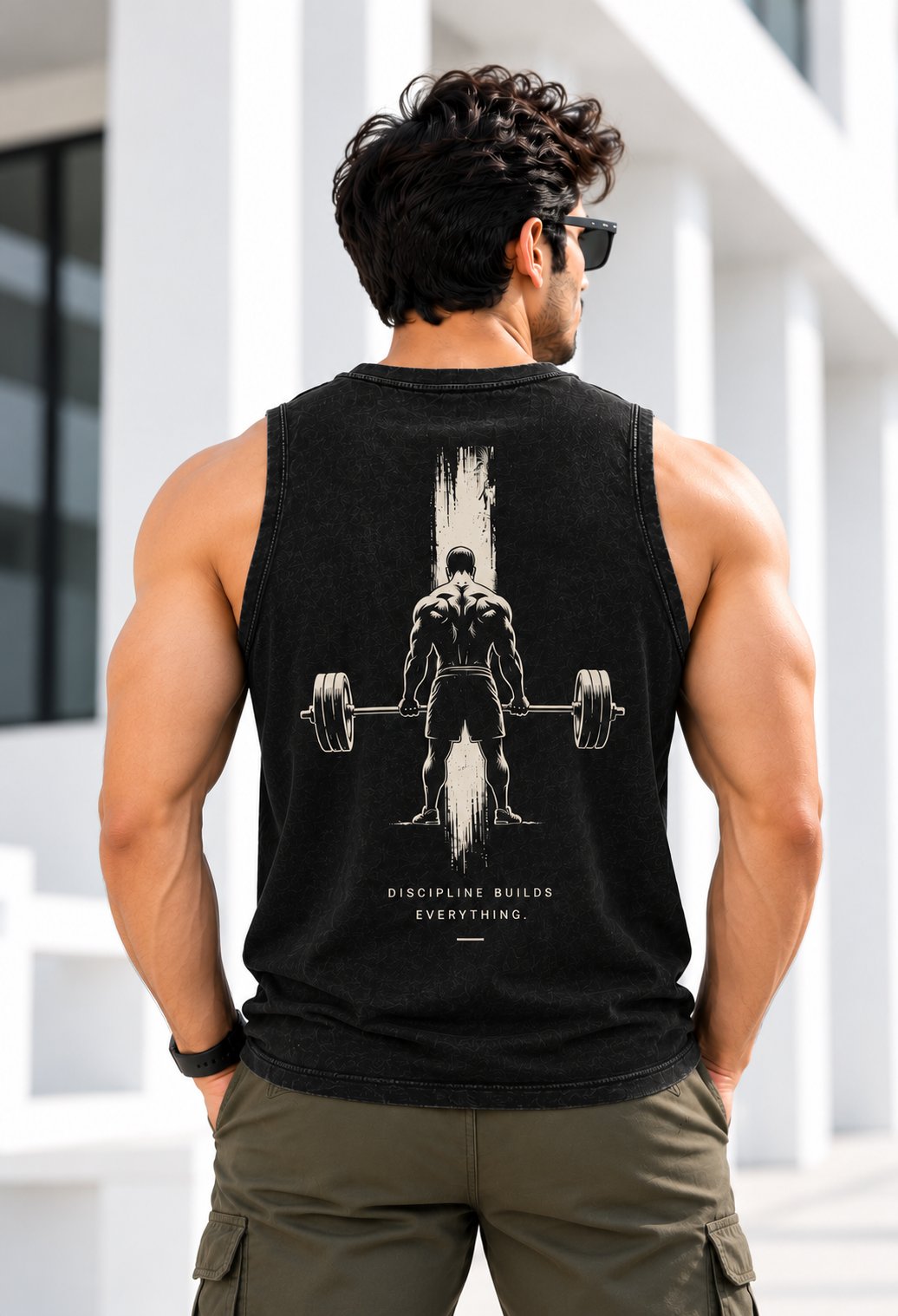 Black Acid Wash Premium Gym Sando