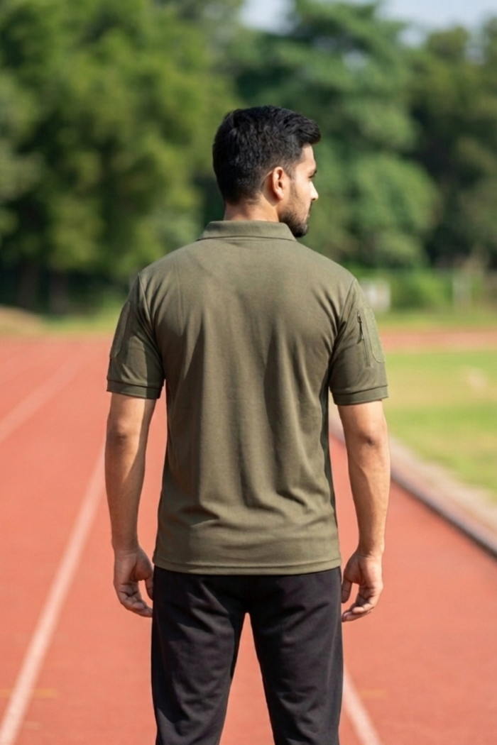 Indian Flag Half Sleeve Khakhi Mattee T-Shirt