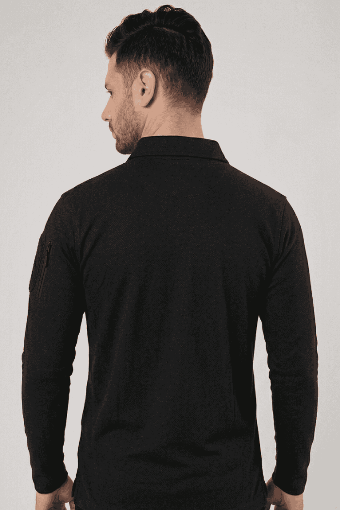 Black Mattee Full Sleeve T-shirt with Indian Flag