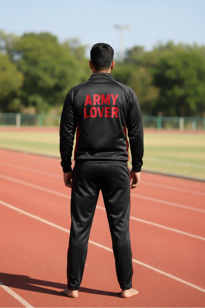 Premium Army Lover Track Suit – Black Red