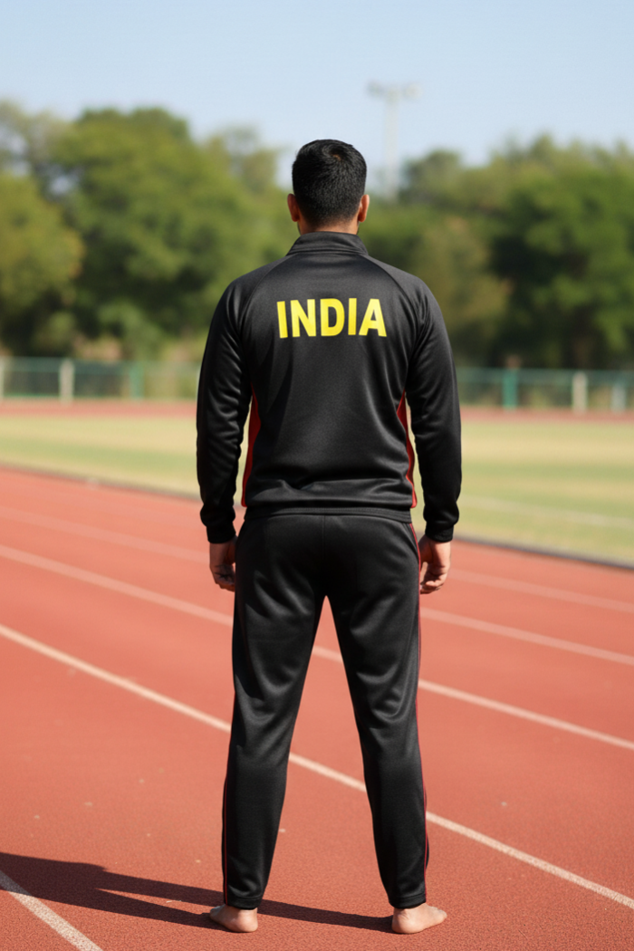 Premium Track Suit – Black Red with Indian Flag