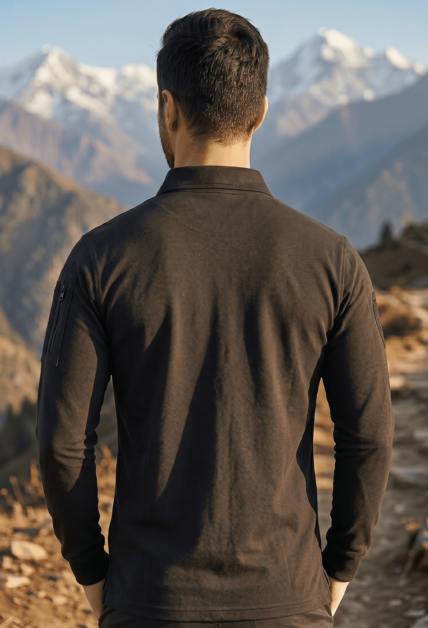 Black Mattee Full Sleeve T-shirt with Indian Flag