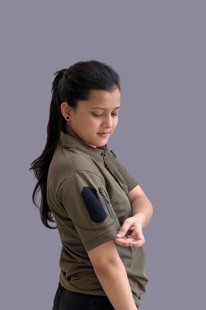 Indian Flag Half Sleeve Khakhi Mattee T-Shirt for Women