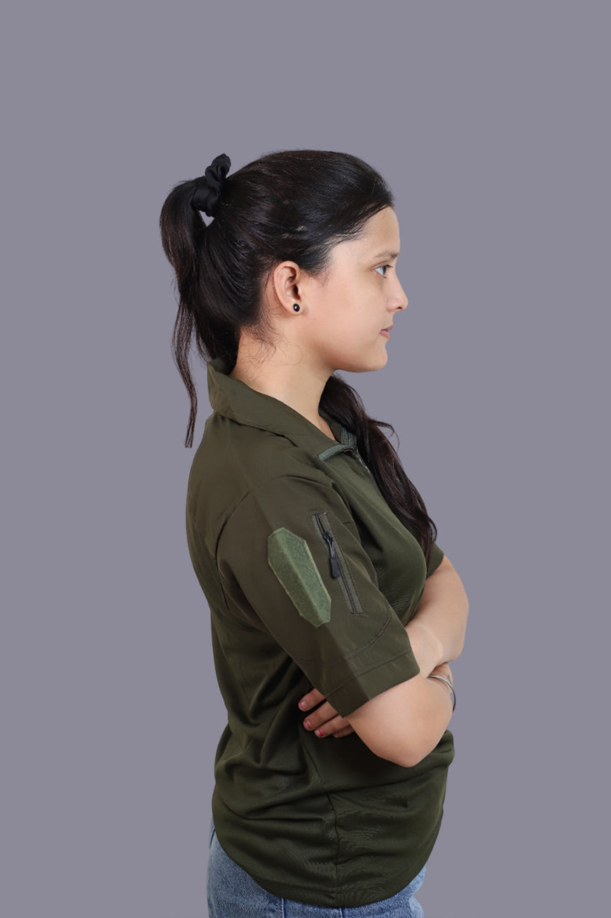 OG Half Sleeve Olive Sports T-Shirt for Women