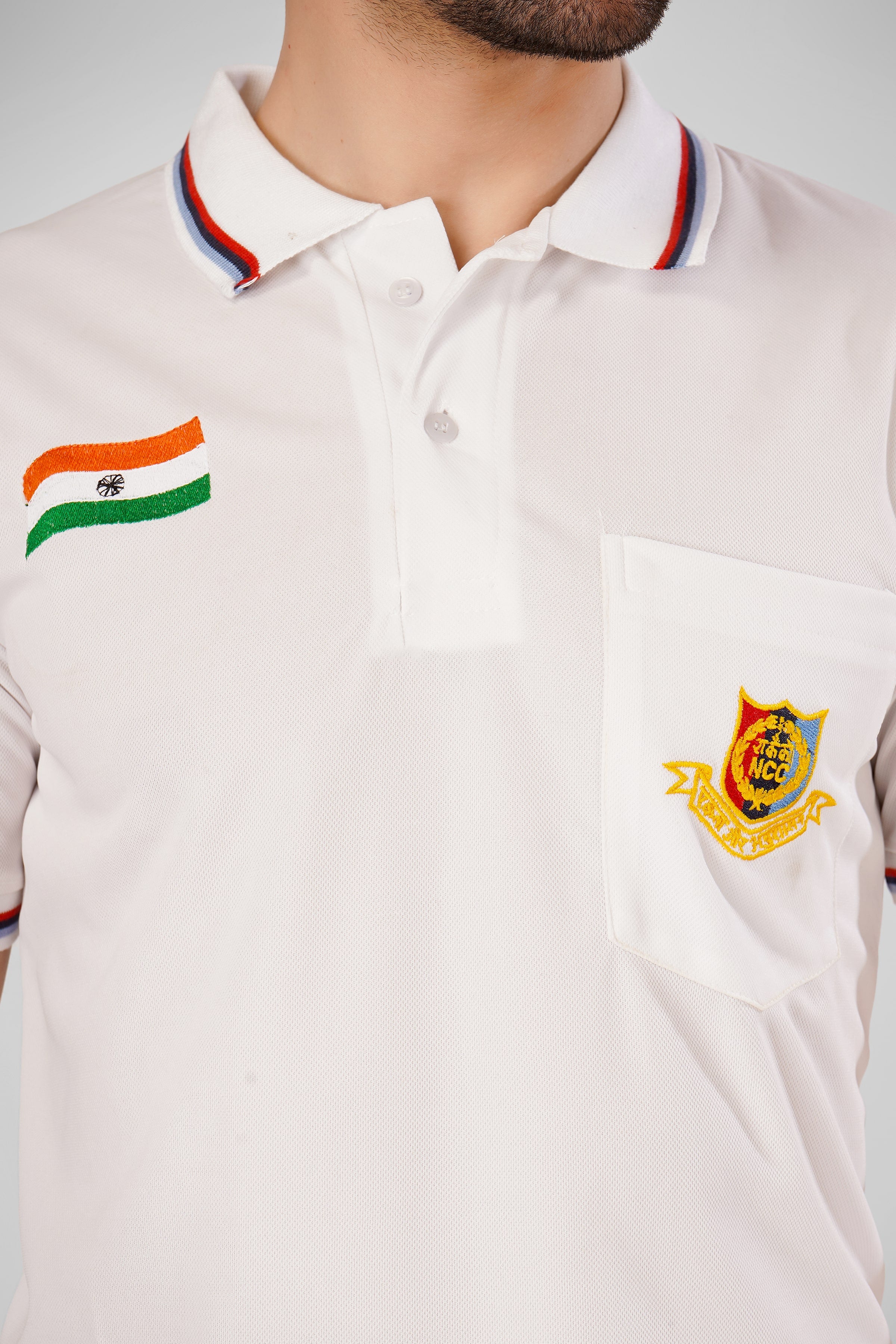 NCC White T-Shirt With Indian Flag