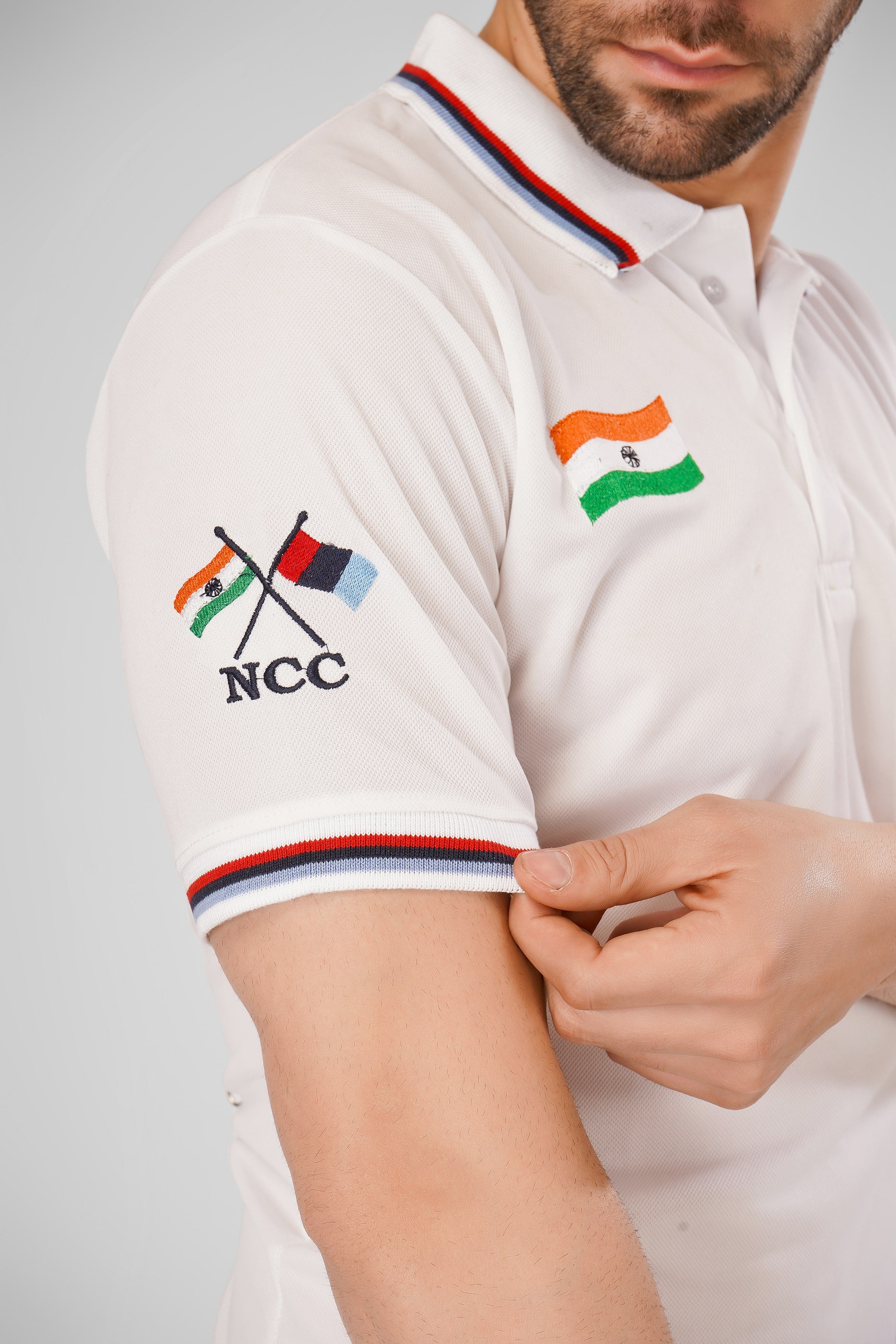 NCC White T-Shirt With Indian Flag