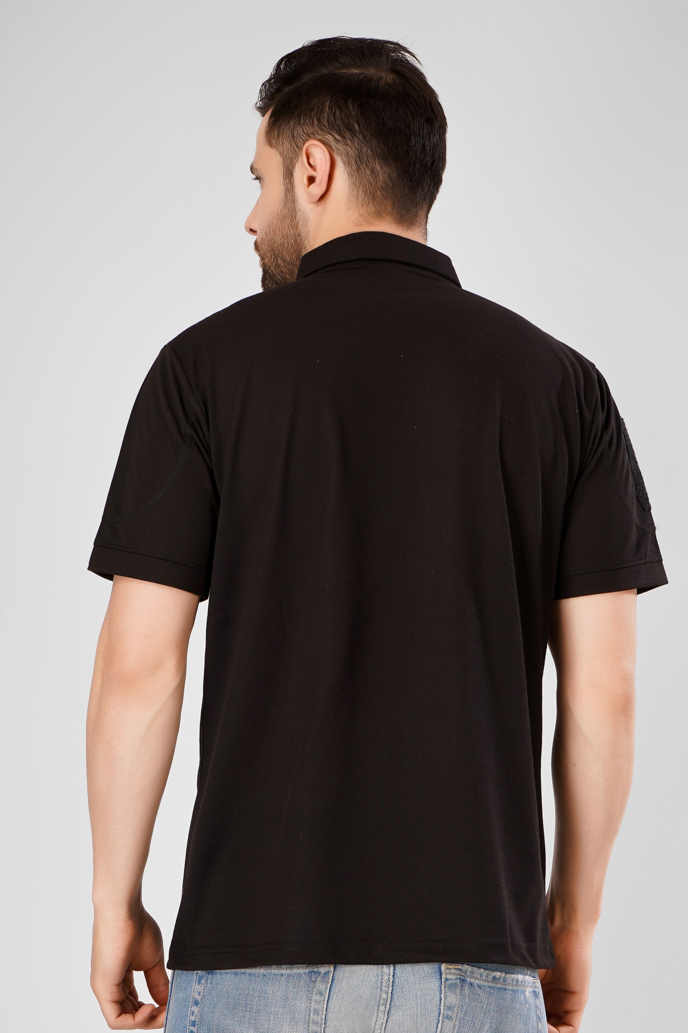 Black Mattee Tshirt With Indian Flag