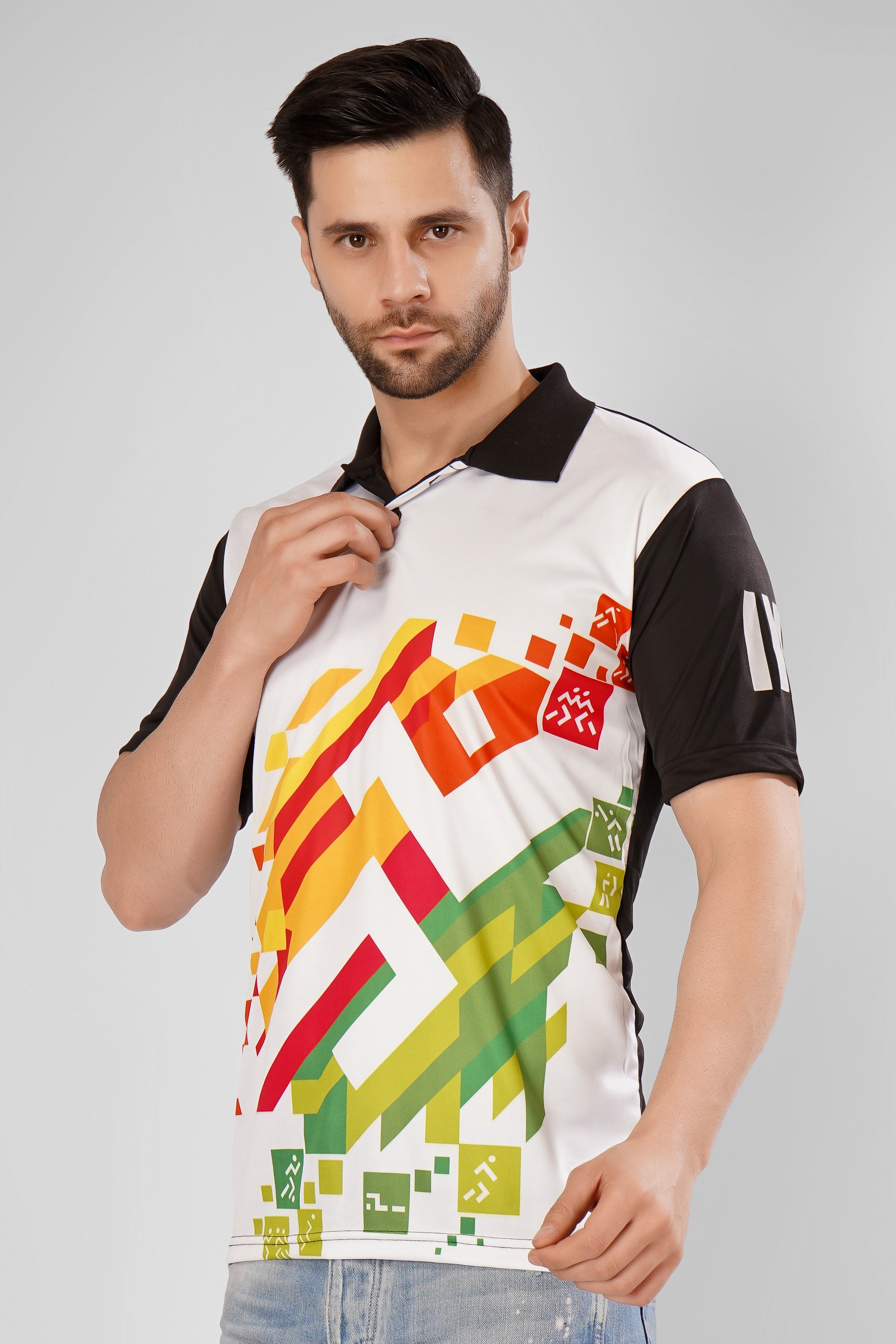 KHELO INDIA Black White Sports T-Shirts