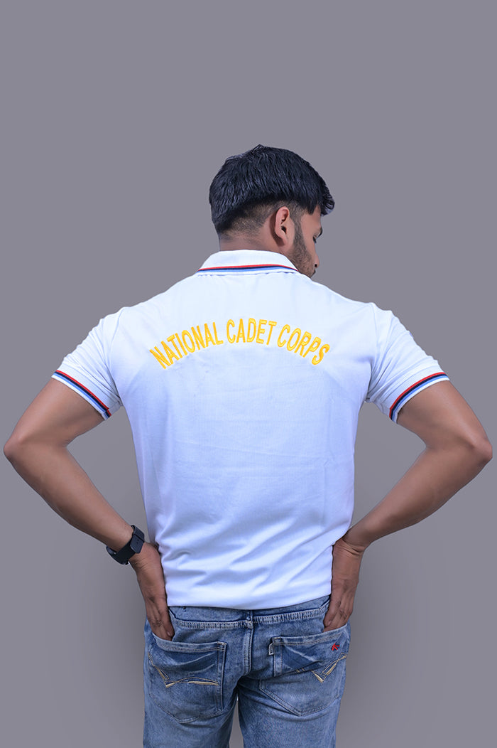 NCC White H/S T-Shirt With Indian Flag