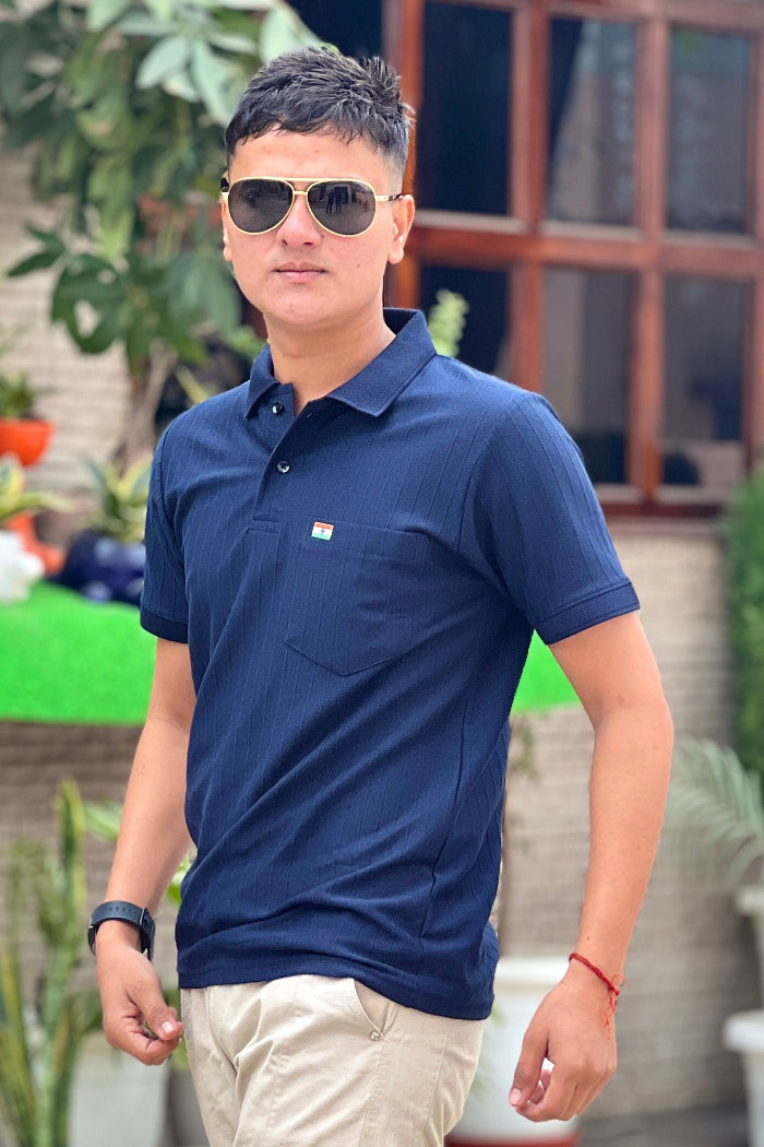 Premium Navy Blue Half Sleeve Polo T-Shirt