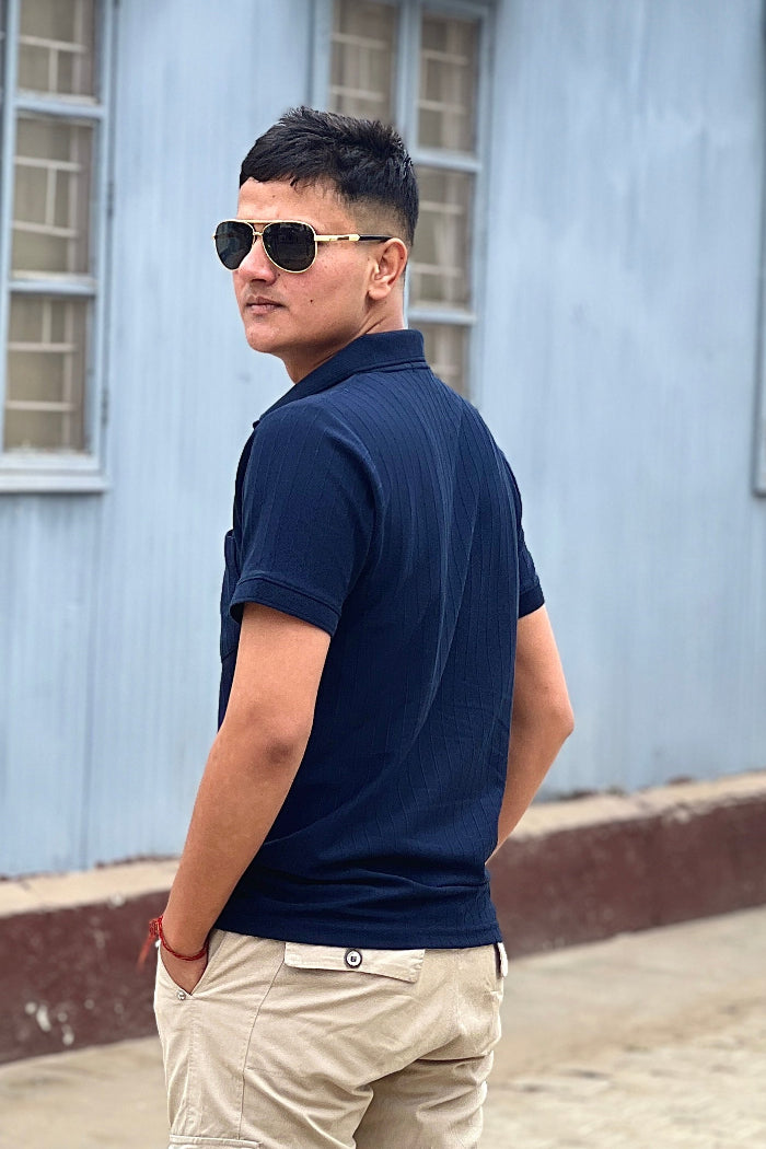 Premium Navy Blue Half Sleeve Polo T-Shirt