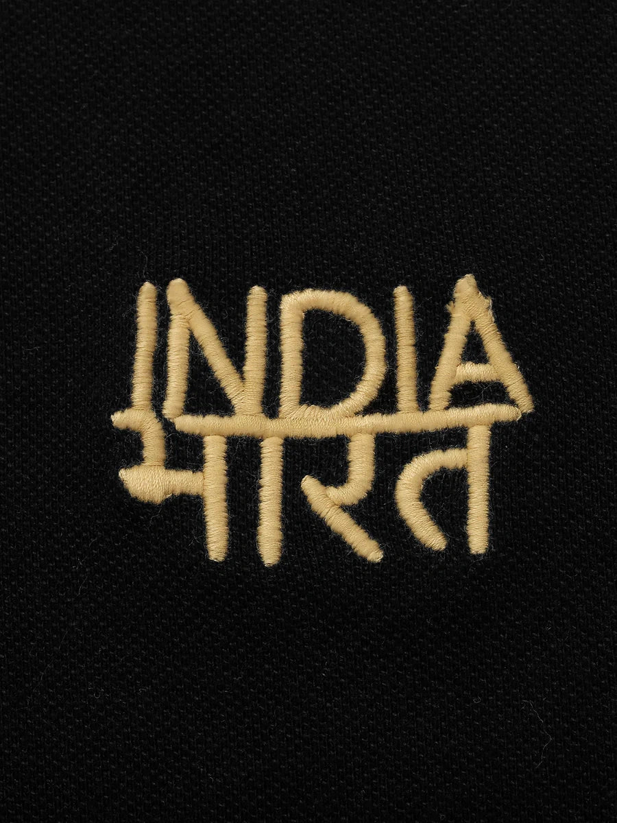 India Bharat Premium Black Polo T-Shirt