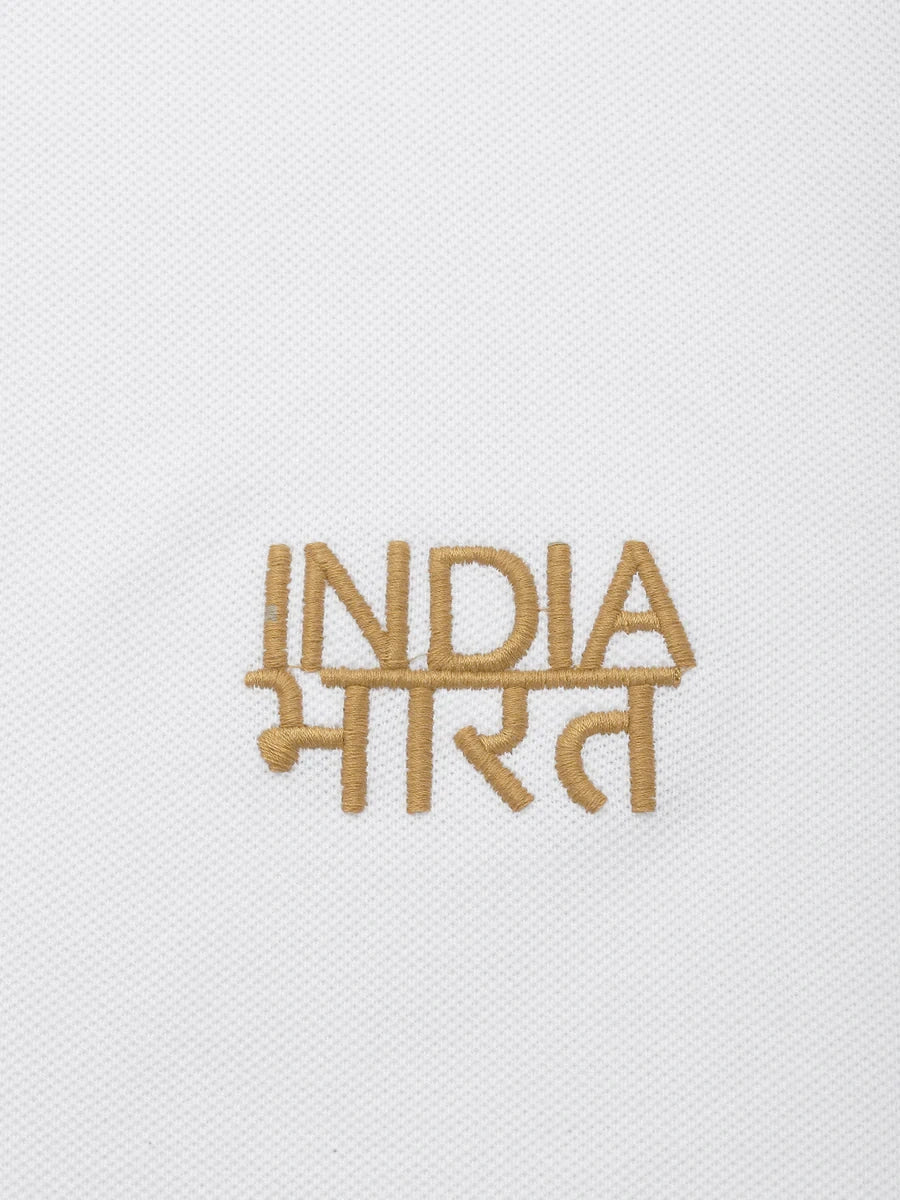 India Bharat Premium White Polo T-Shirt