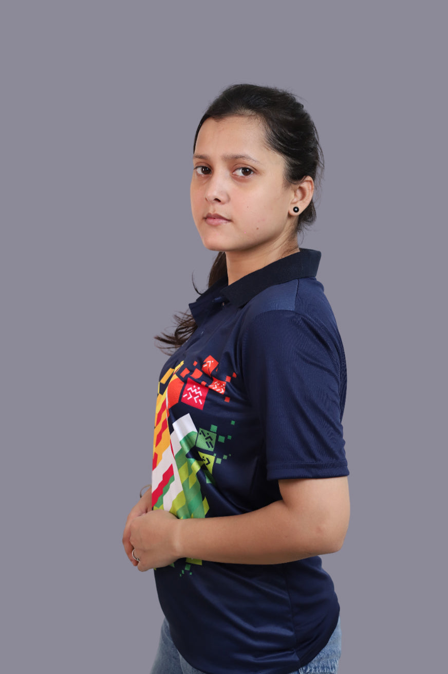Khelo India Full Blue T-Shirt for Women
