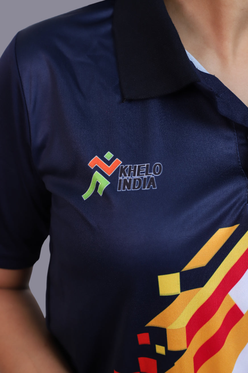 Khelo India Full Blue T-Shirt for Women